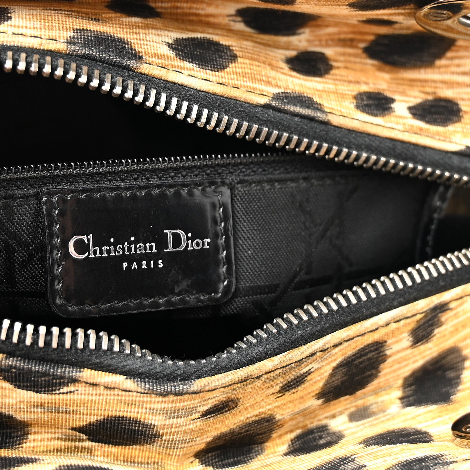 Christian Dior Canvas Leopard Print Medium Lady Dior 6 of 10