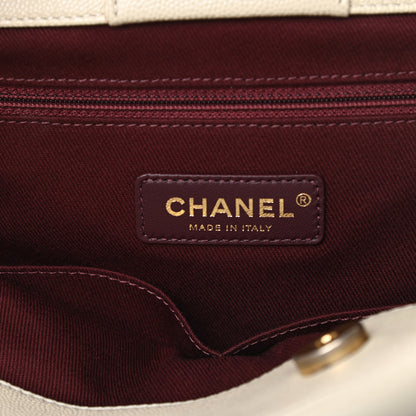 Chanel Caviar Chevron Quilted Coco Handle Shopping Tote Ivory 8 of 13