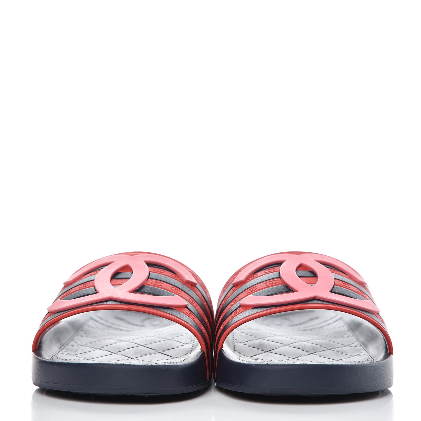 Rubber CC Flat Slide Sandals 37 Pink Red
