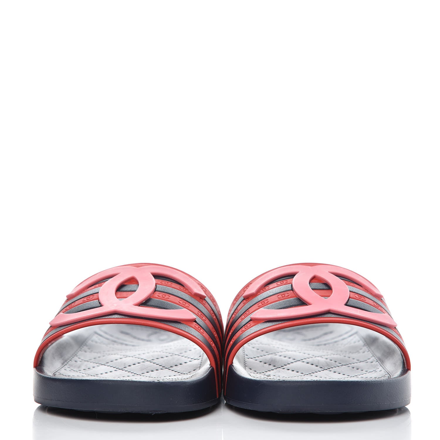 Chanel Rubber CC Flat Slide Sandals 37 Pink Red 2 of 10