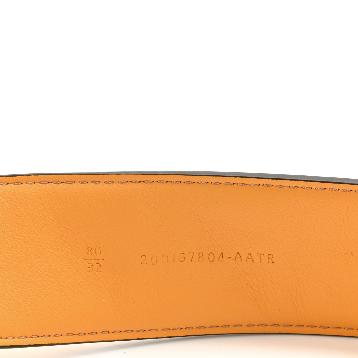 Vitello Grace FF 1974 Embossed Baguette Belt 80 32 Miele Scuro