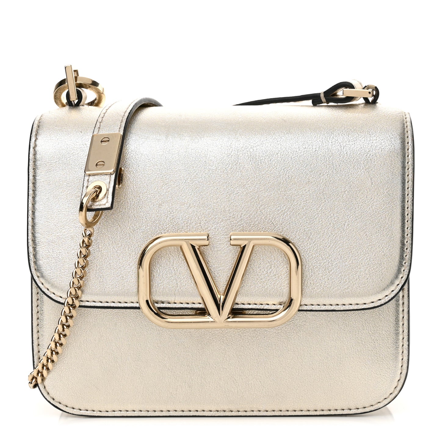 Metallic Calfskin Small VSling Shoulder Bag Gold
