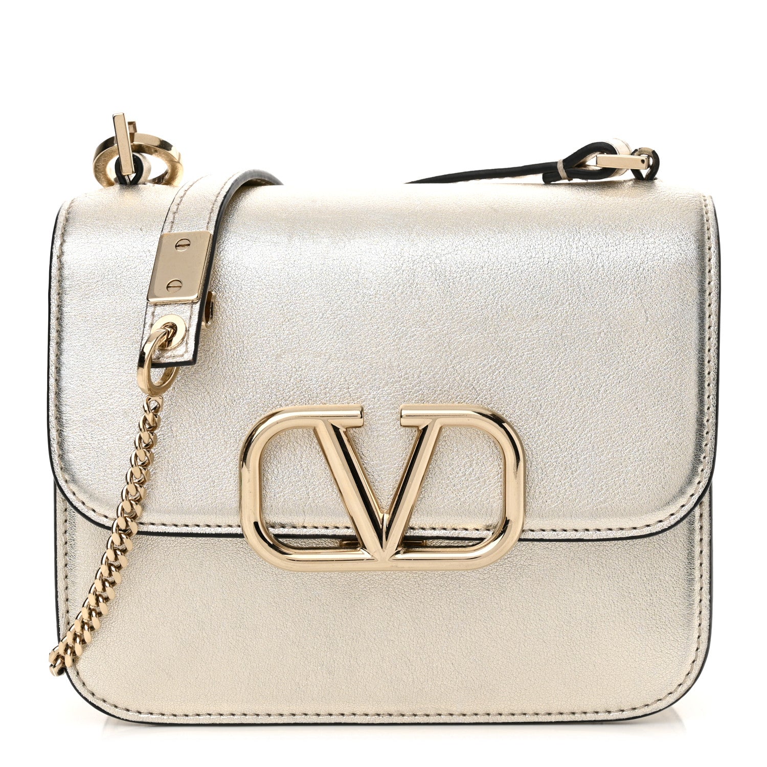 Valentino Garavani Metallic Calfskin Small VSling Shoulder Bag Gold 1 of 17