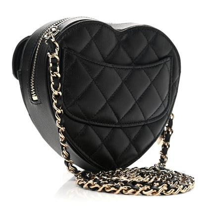 Chanel Lambskin Quilted CC In Love Heart Clutch With Chain Black 3 of 11