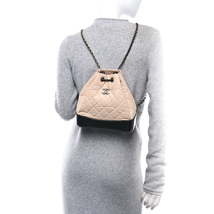 Chanel Aged Calfskin Quilted Small Gabrielle Backpack Beige Black 2 of 10