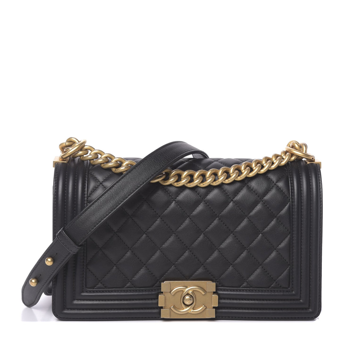 Calfskin Quilted Medium Boy Flap Black