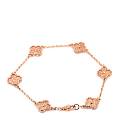 Van Cleef & Arpels 18K Rose Gold 6 Motifs Sweet Alhambra Bracelet 3 of 6