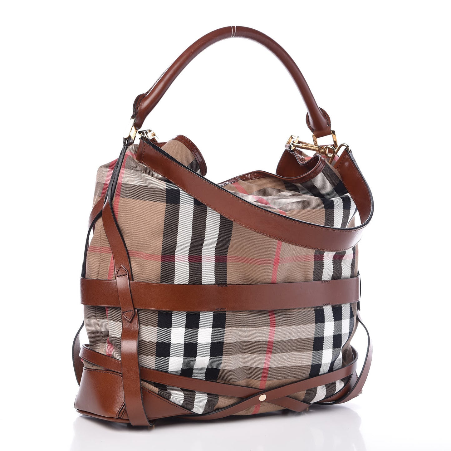 House Check Bridle Calfskin Medium Gosford Hobo Dark Tan