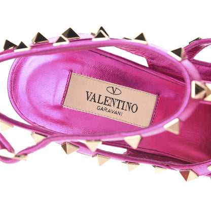 Valentino Garavani Metallic Nappa Sequin Liquid Metal Rockstud Ankle Strap Pumps 37.5 Pink Orchid 6 of 9