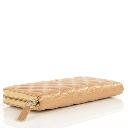 Chanel Pearly Caviar Quilted Large Gusset Zip Around Wallet Gold 4 of 9