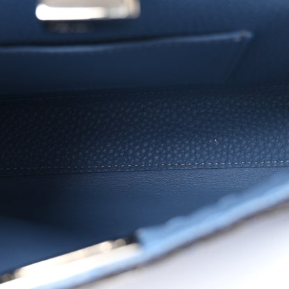 Fendi Cuoio Romano Selleria Macro Stitchings Mini Peekaboo Iconic Satchel Placca Argento Blue 5 of 10