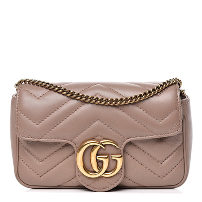 Gucci Calfskin Matelasse Super Mini GG Marmont Shoulder Bag Porcelain Rose 1 of 9