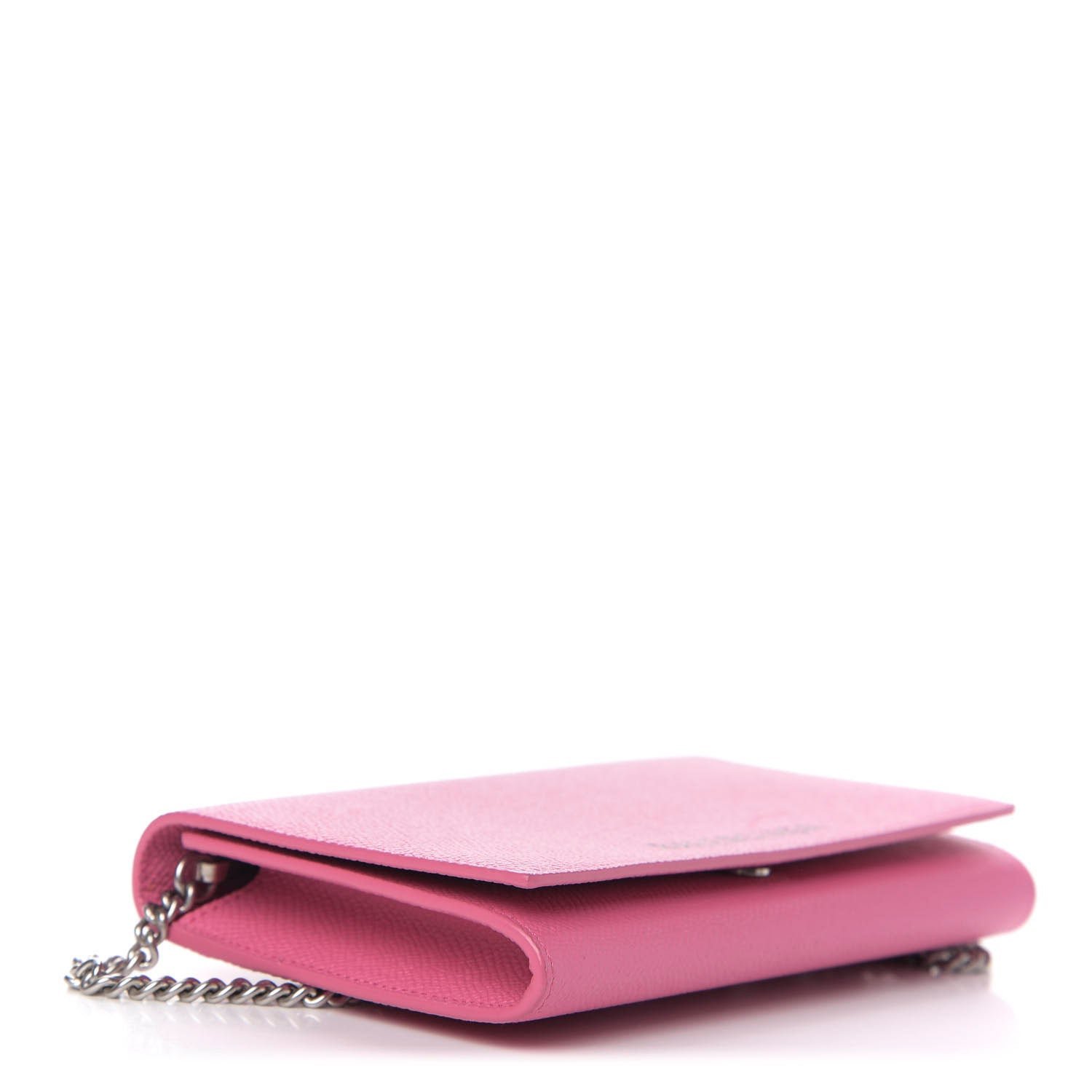 Balenciaga Signature Grained Calfskin Logo Ville Wallet on Chain Bubble Gum Black 4 of 9
