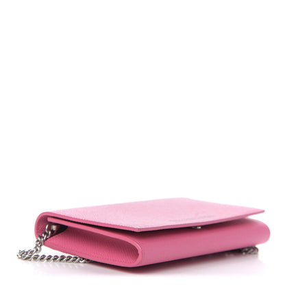 Balenciaga Signature Grained Calfskin Logo Ville Wallet on Chain Bubble Gum Black 4 of 9