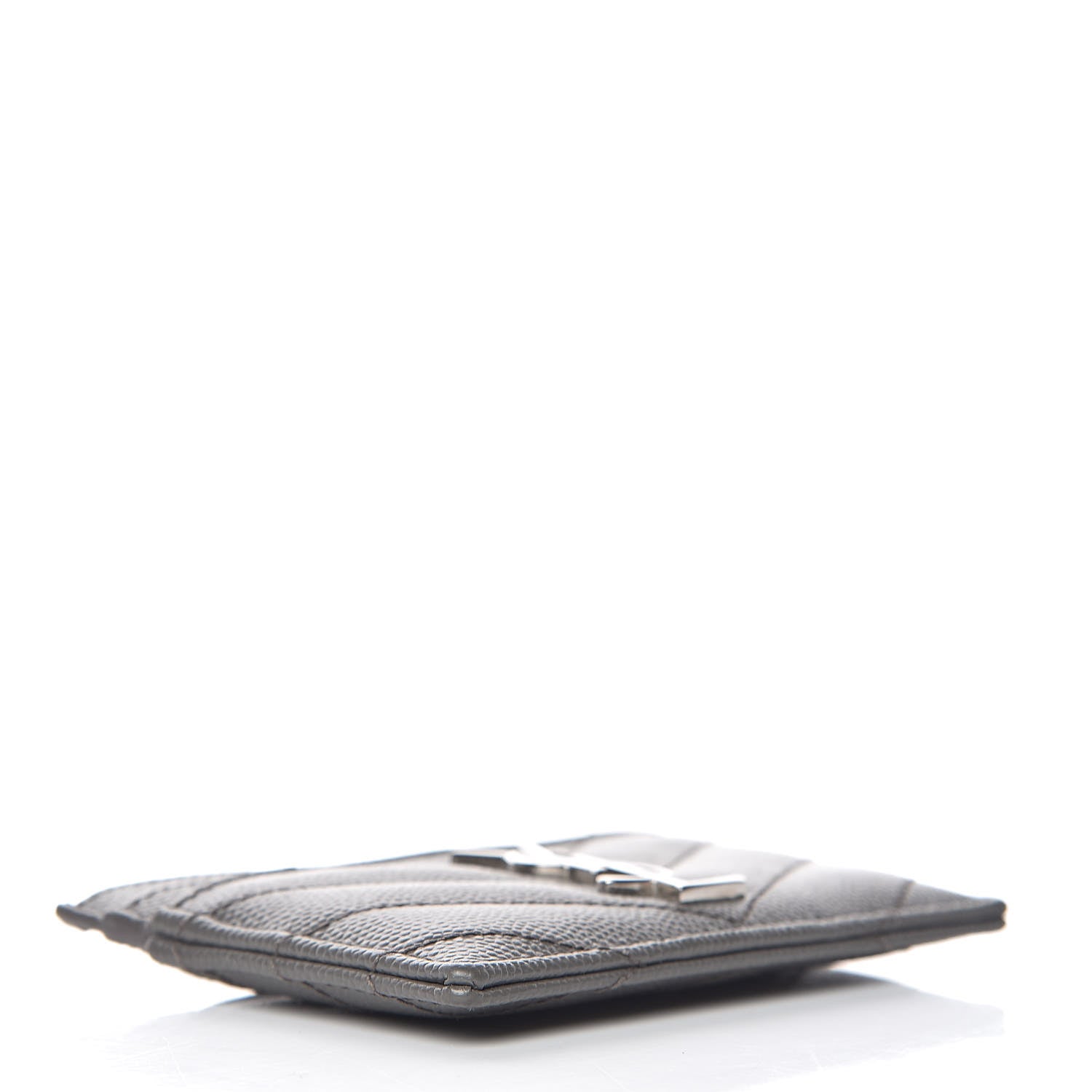 Saint Laurent Grain De Poudre Matelasse Chevron Monogram Credit Card Case Coal 4 of 8