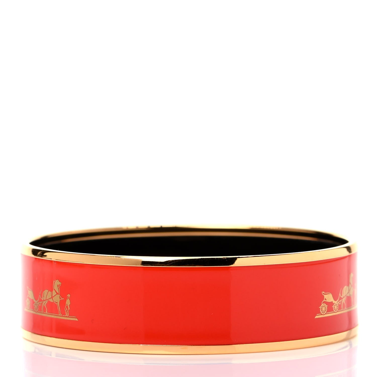Hermes Enamel Printed Wide Caleche Bracelet 65 Capucine 2 of 5