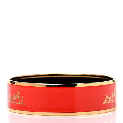 Hermes Enamel Printed Wide Caleche Bracelet 65 Capucine 2 of 5