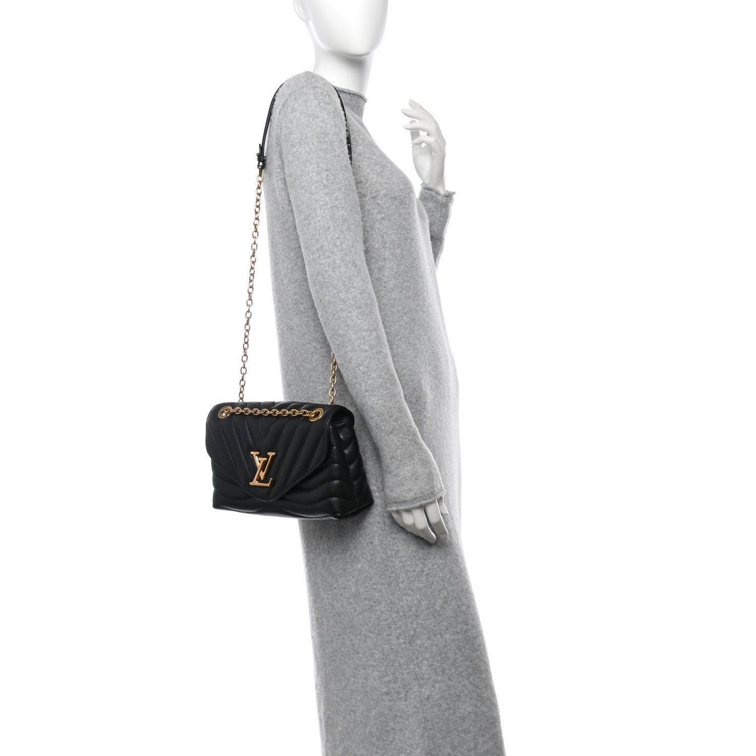 Louis Vuitton Calfskin LV New Wave Chain Bag Black 2 of 10