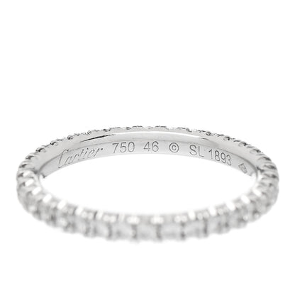 Cartier 18K White Gold Diamond 2mm Etincelle de Cartier Wedding Band Ring 46 3.75 4 of 5