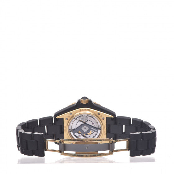 Stainless Steel 18K Yellow Gold Matte Ceramic 41mm J12 Automatic Watch Black