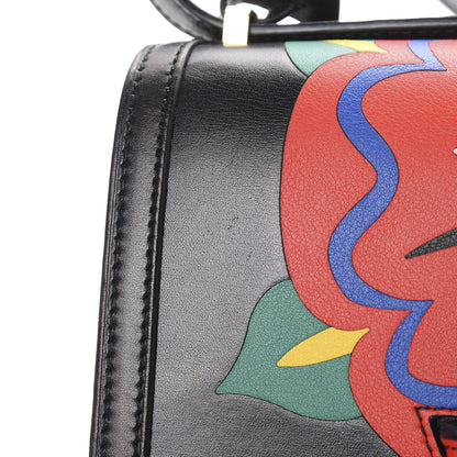 Loewe Calfskin Floral Print Small Barcelona Shoulder Bag Black 10 of 13