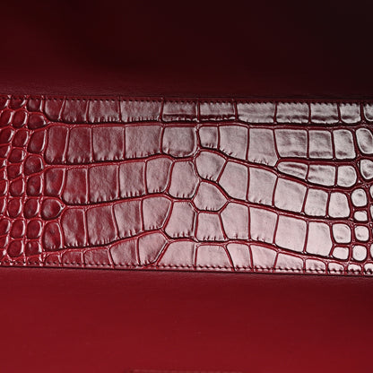Chanel Calfskin Crocodile Embossed Archetype Small Shopping Tote Burgundy 4 of 9