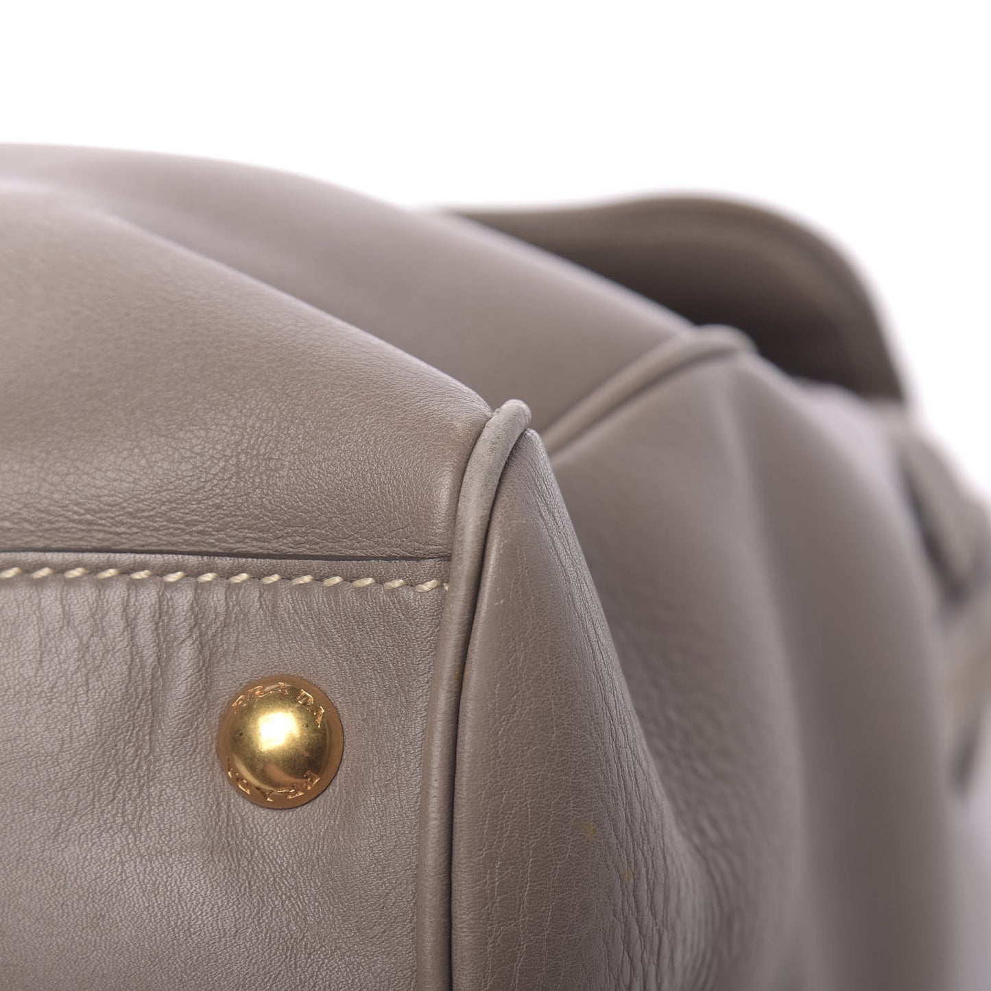 City Calfskin Foldover Pushlock Top Handle Satchel Argilla