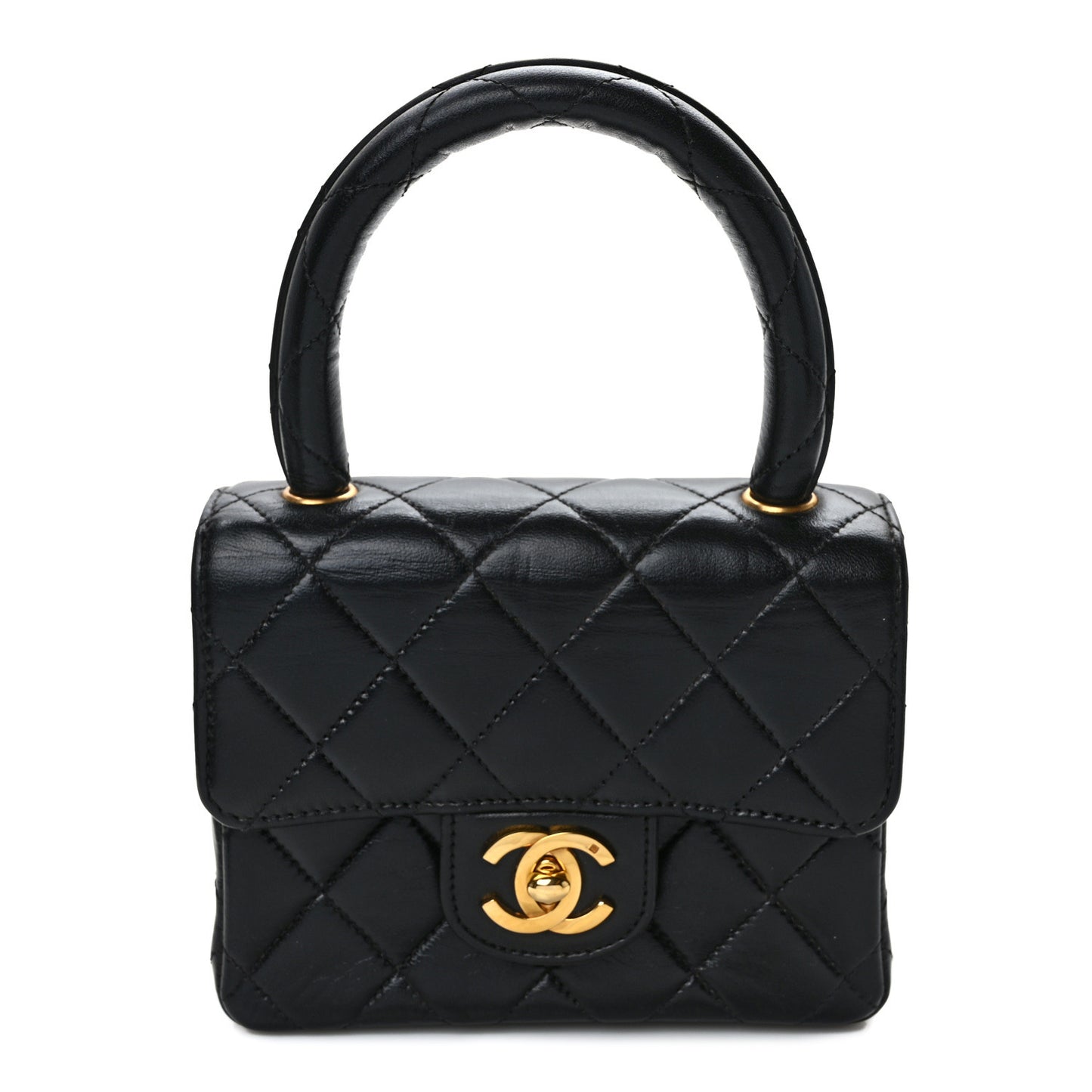 Lambskin Quilted Mini Kelly Flap Bag Black