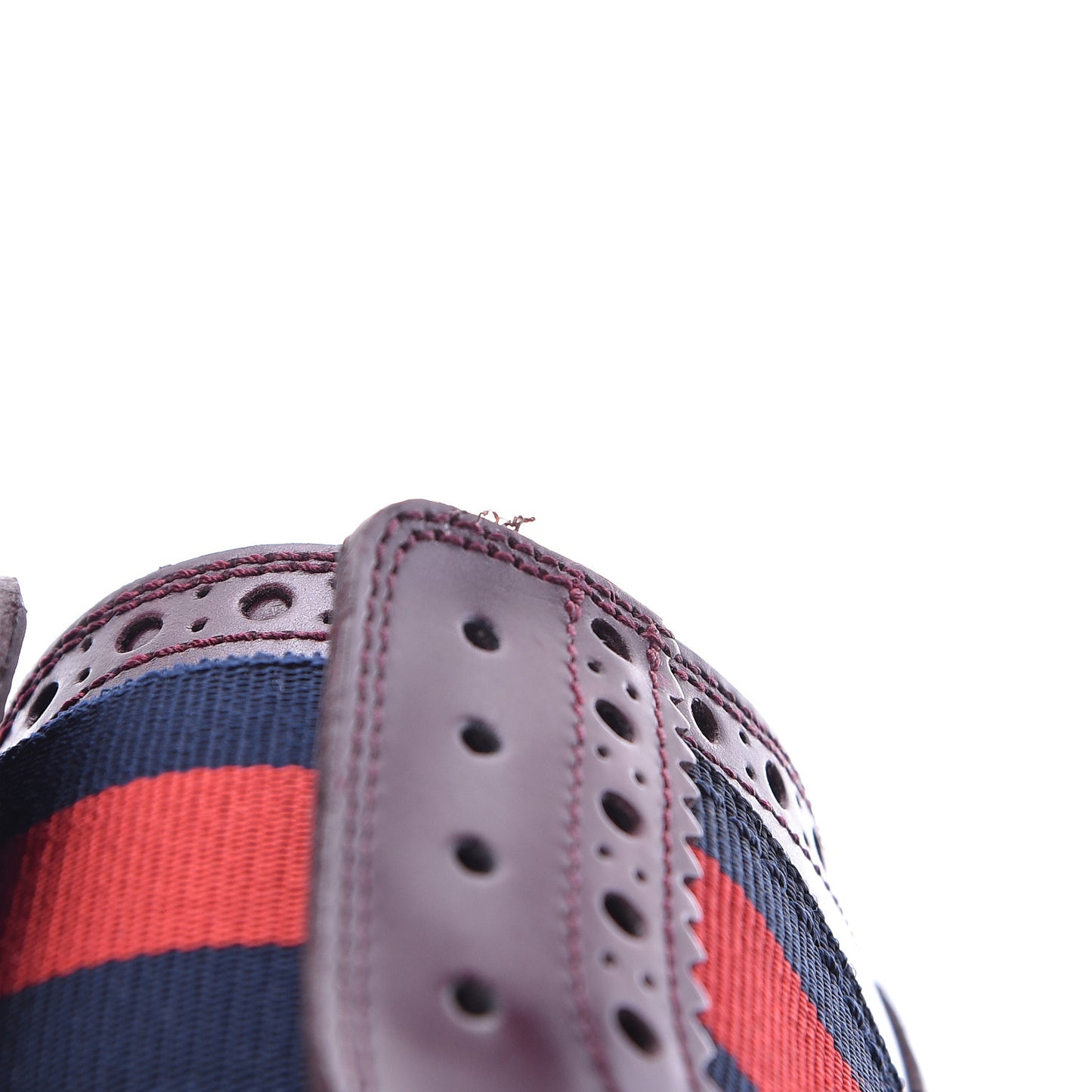 Calfskin Web Bee Embroidered Mens Slip-On Brogue Wingtip Derby Shoes 7.5 Bordeaux