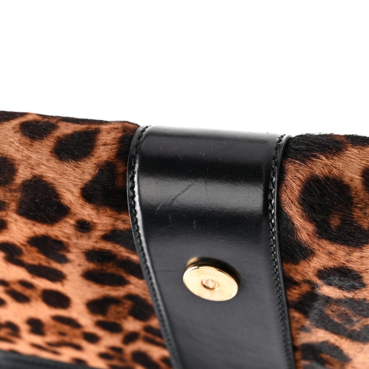 Calf Hair Jaguar Printed Small Lady Buckle Clutch Black
