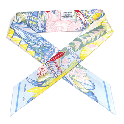 Hermes Silk La Danse Pacifique Twilly Bleu Ciel Vert Rose 1 of 4