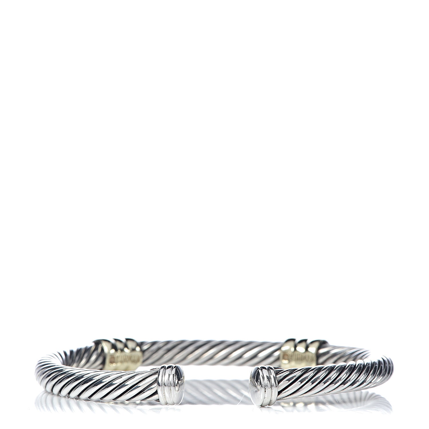 David Yurman Sterling Silver 14K Yellow Gold 5mm Double Station Cable Classics Bracelet 3 of 5