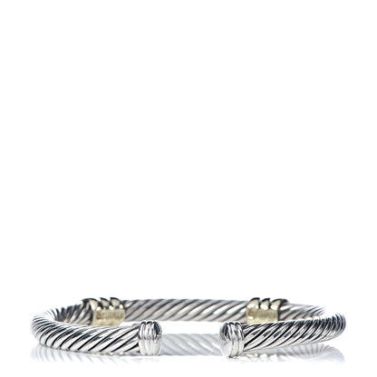 David Yurman Sterling Silver 14K Yellow Gold 5mm Double Station Cable Classics Bracelet 3 of 5