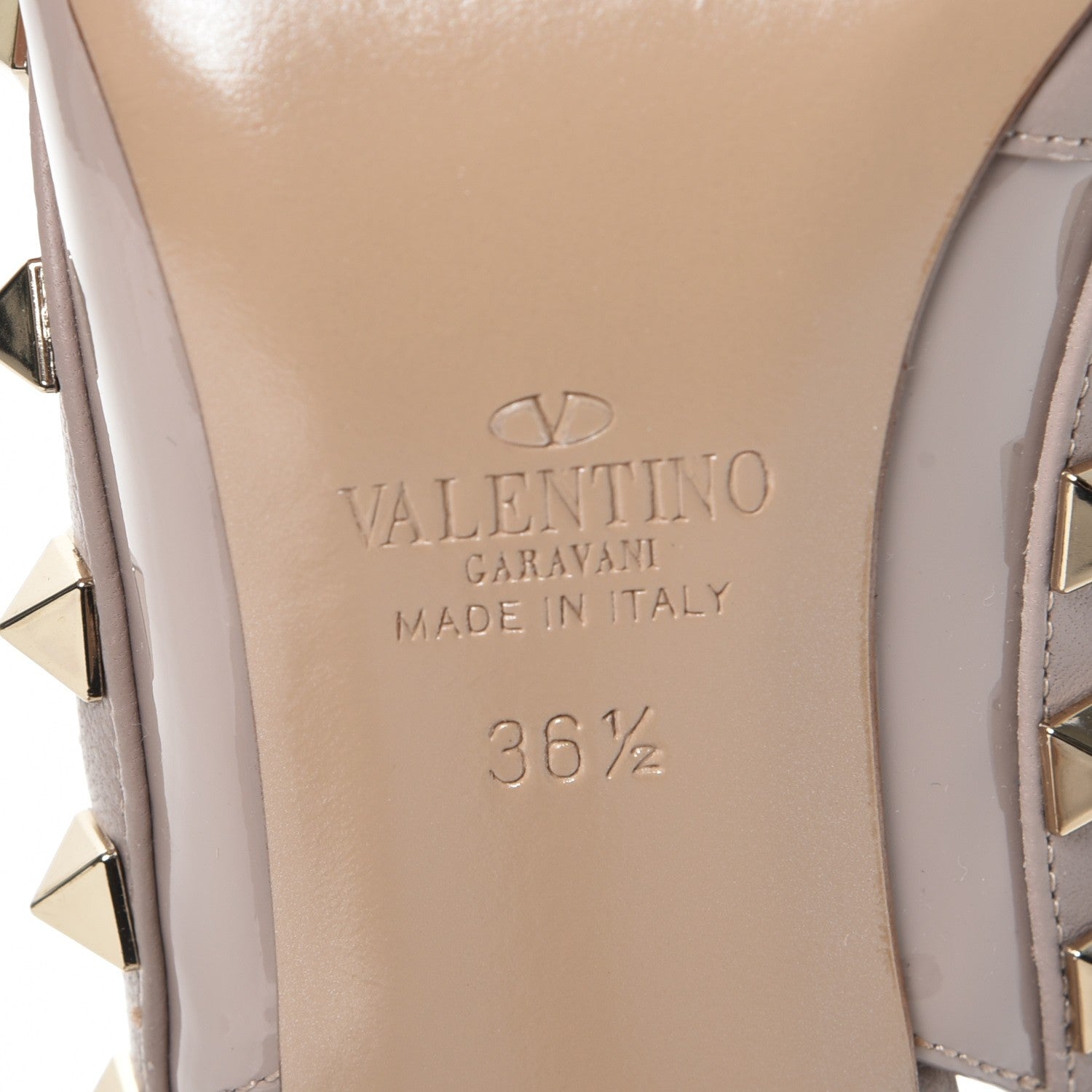 Valentino Garavani Patent Nappa Rockstud Ankle Strap 100mm Pumps 36.5 Poudre 6 of 8