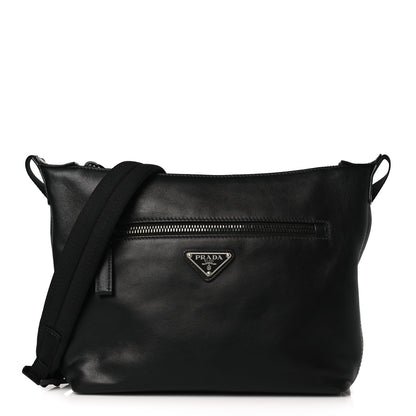 Prada Calfskin Nylon Messenger Bag Black 1 of 10