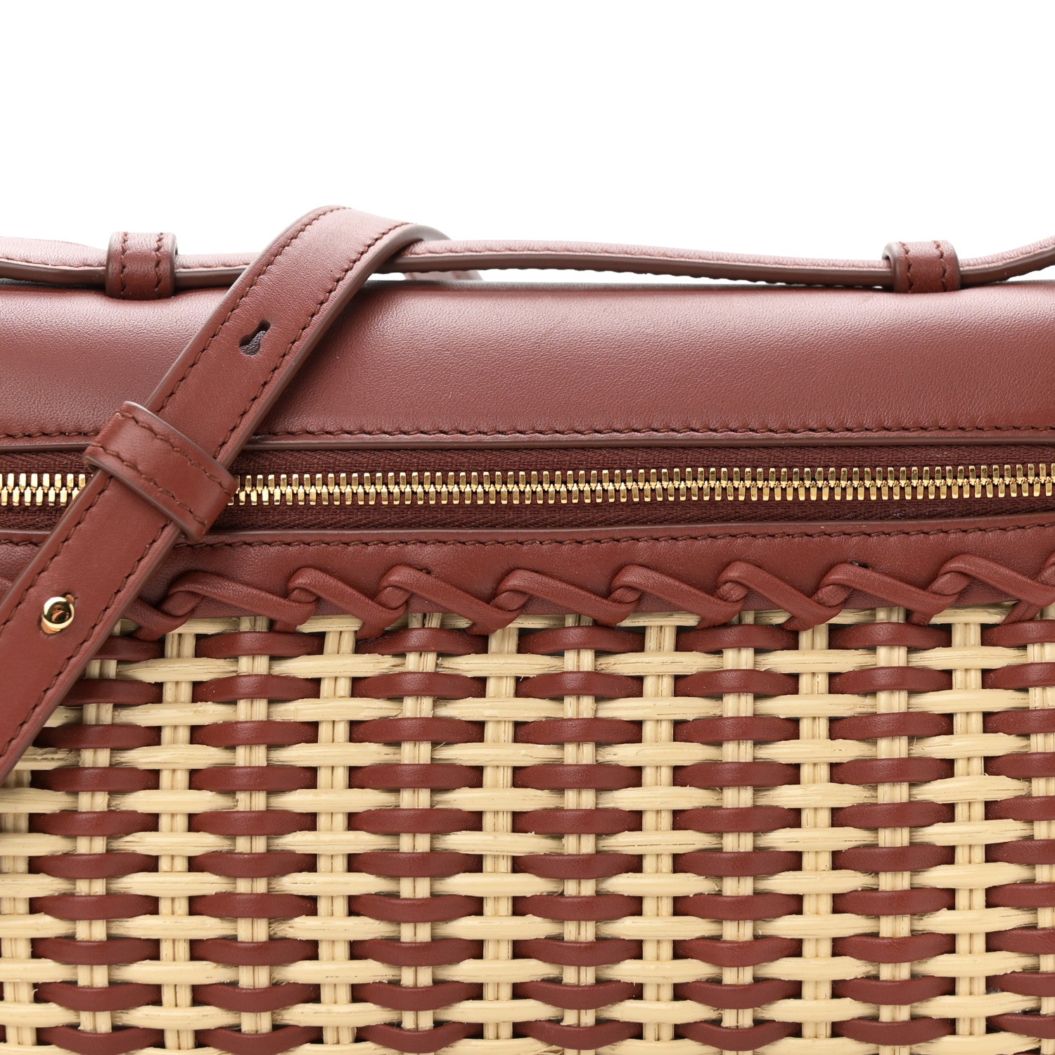 Loro Piana Wicker Calfskin L19 Extra Pocket Pouch Malt Deep Kummel Sun Gold 7 of 10