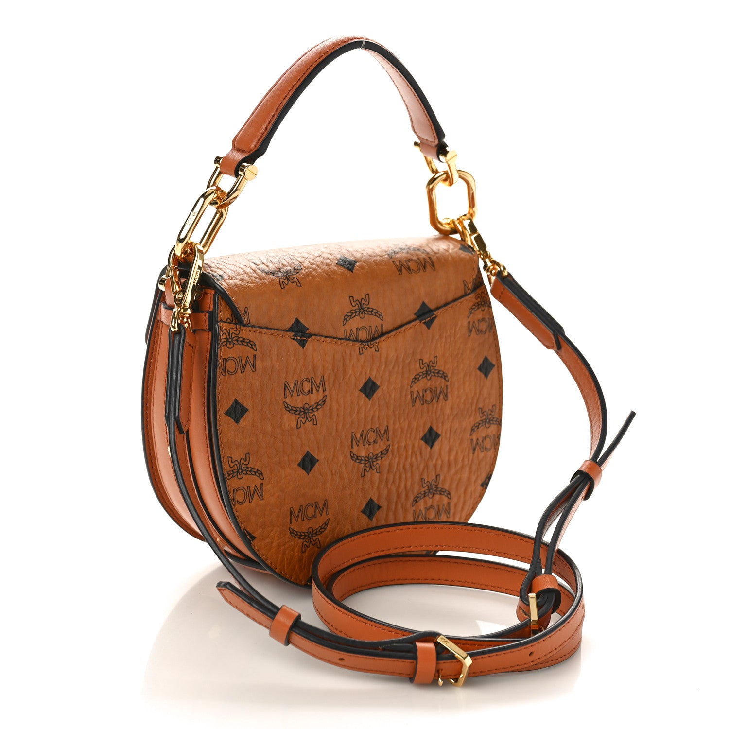 MCM Visetos Mini Tracy Shoulder Bag Cognac 3 of 11