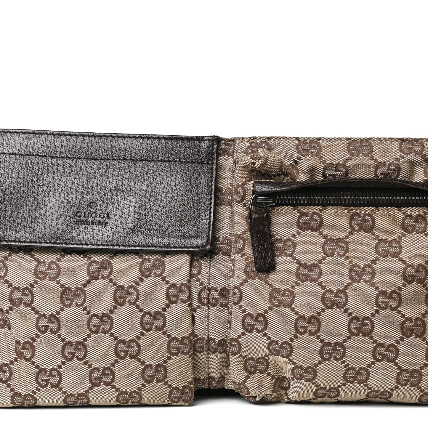 GG Monogram Double Pocket Belt Bag Dark Brown