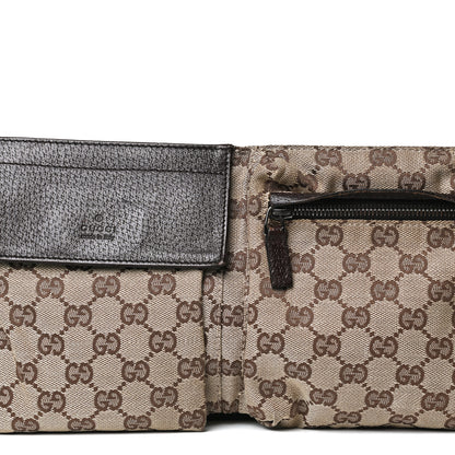 Gucci GG Monogram Double Pocket Belt Bag Dark Brown 6 of 12