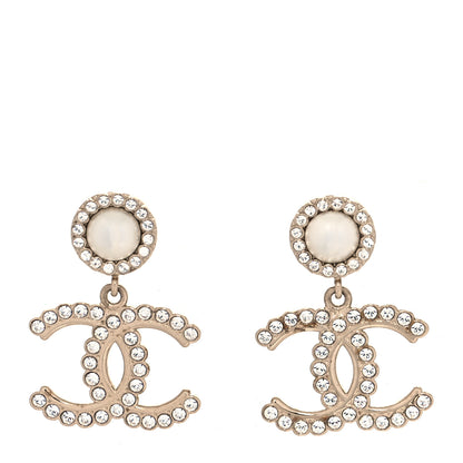 Chanel Crystal Pearl Bow-tiful CC Drop Earrings Gold 1 of 4