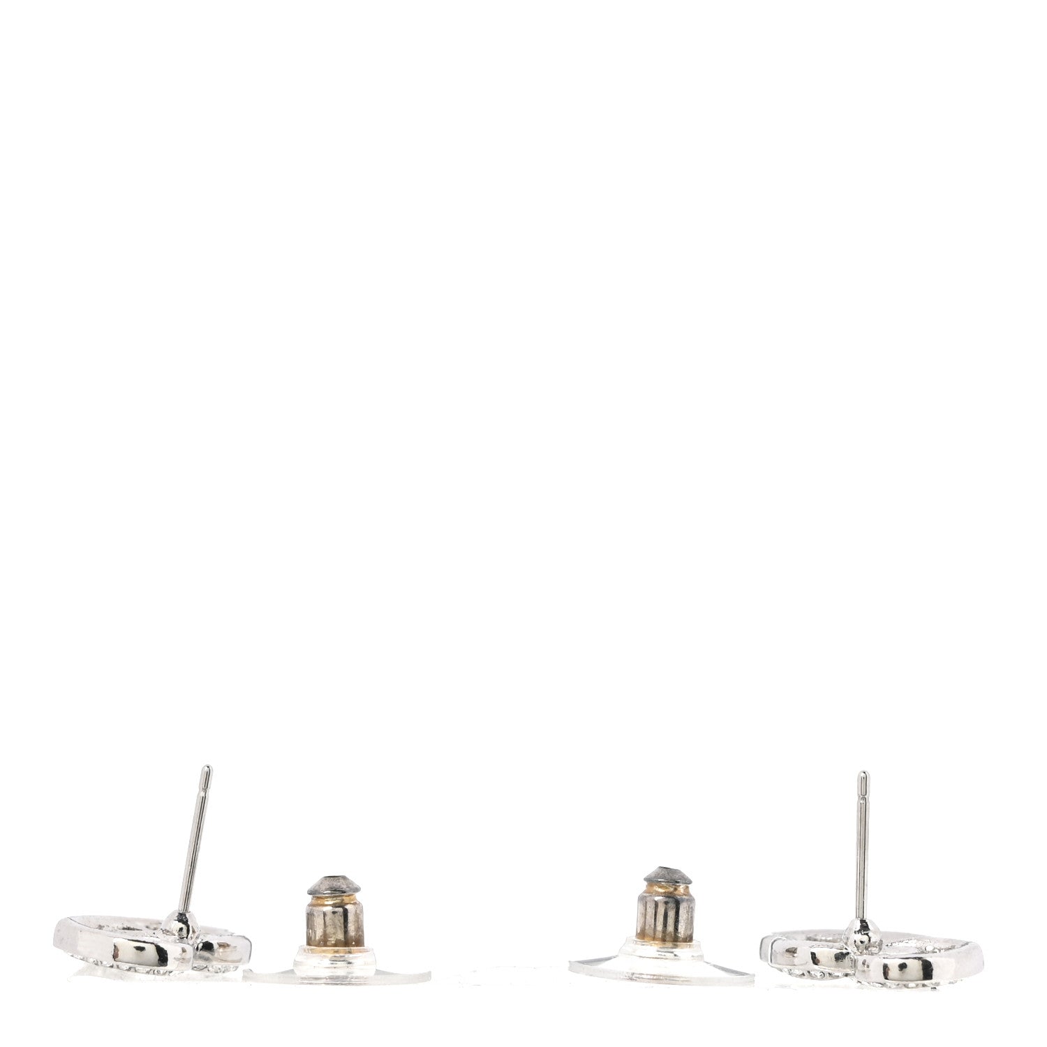 Chanel Crystal CC Heart Earrings Silver 3 of 5