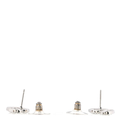 Chanel Crystal CC Heart Earrings Silver 3 of 5