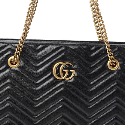 Gucci Vintage Calfskin Matelasse Medium GG Marmont Slim Tote Black 10 of 10