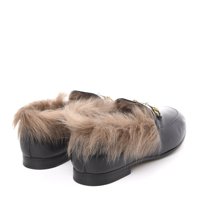 Gucci Malaga Kid Fur Womens Jordaan Loafers 41 Black Natural 4 of 8