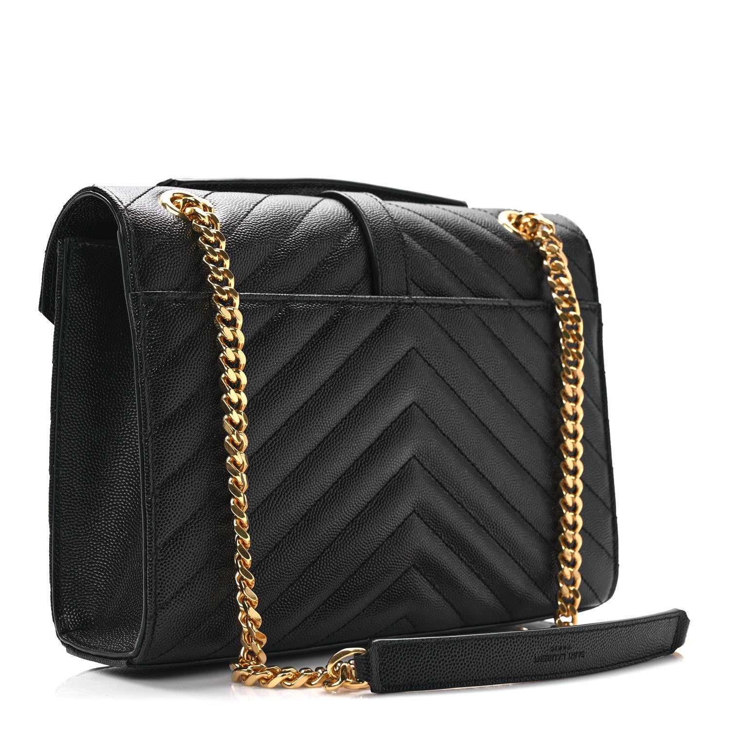Saint Laurent Grain De Poudre Matelasse Chevron Medium Monogram Satchel Black 3 of 9