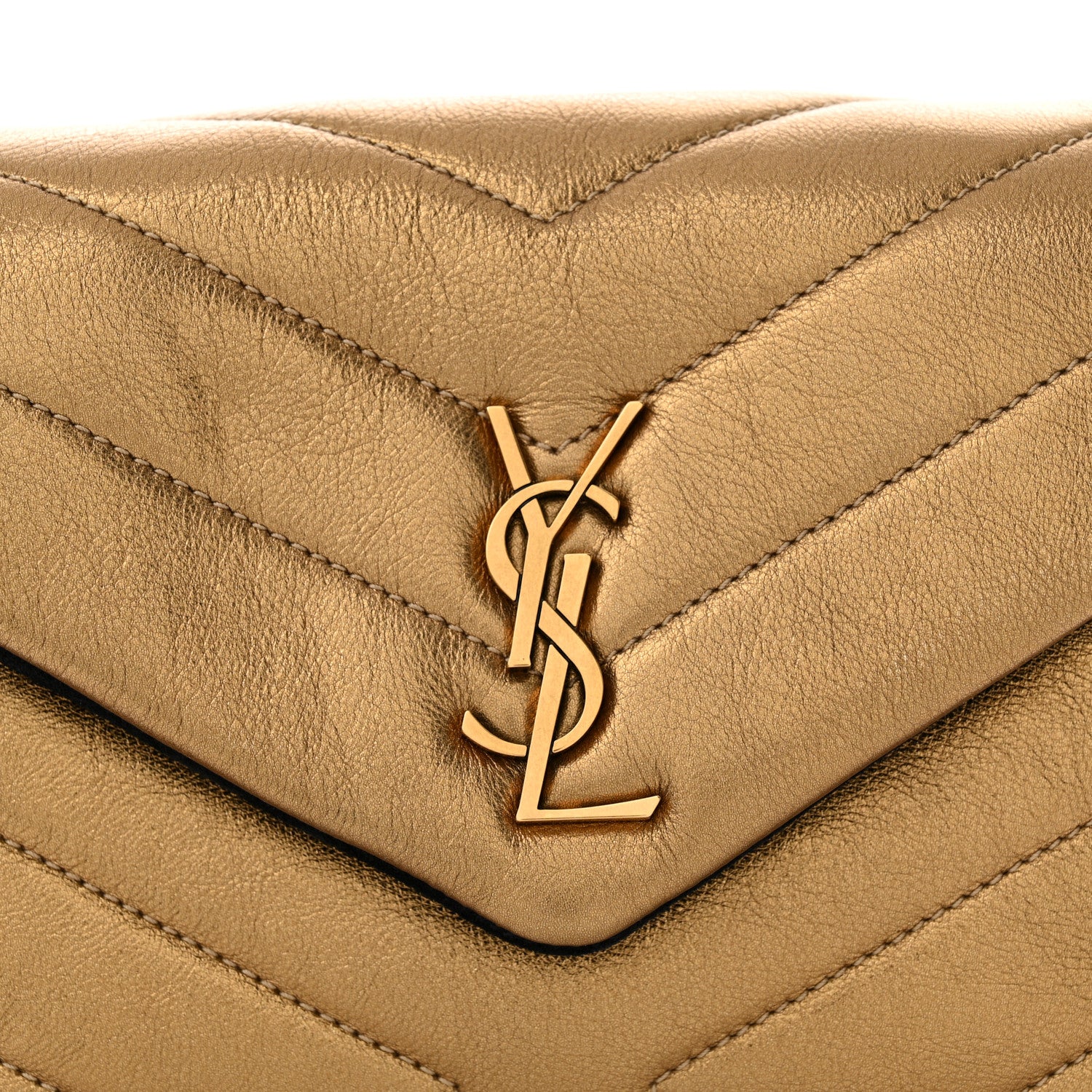 Saint Laurent Metallic Calfskin Y Quilted Monogram Toy Loulou Crossbody Bag Gold 8 of 11