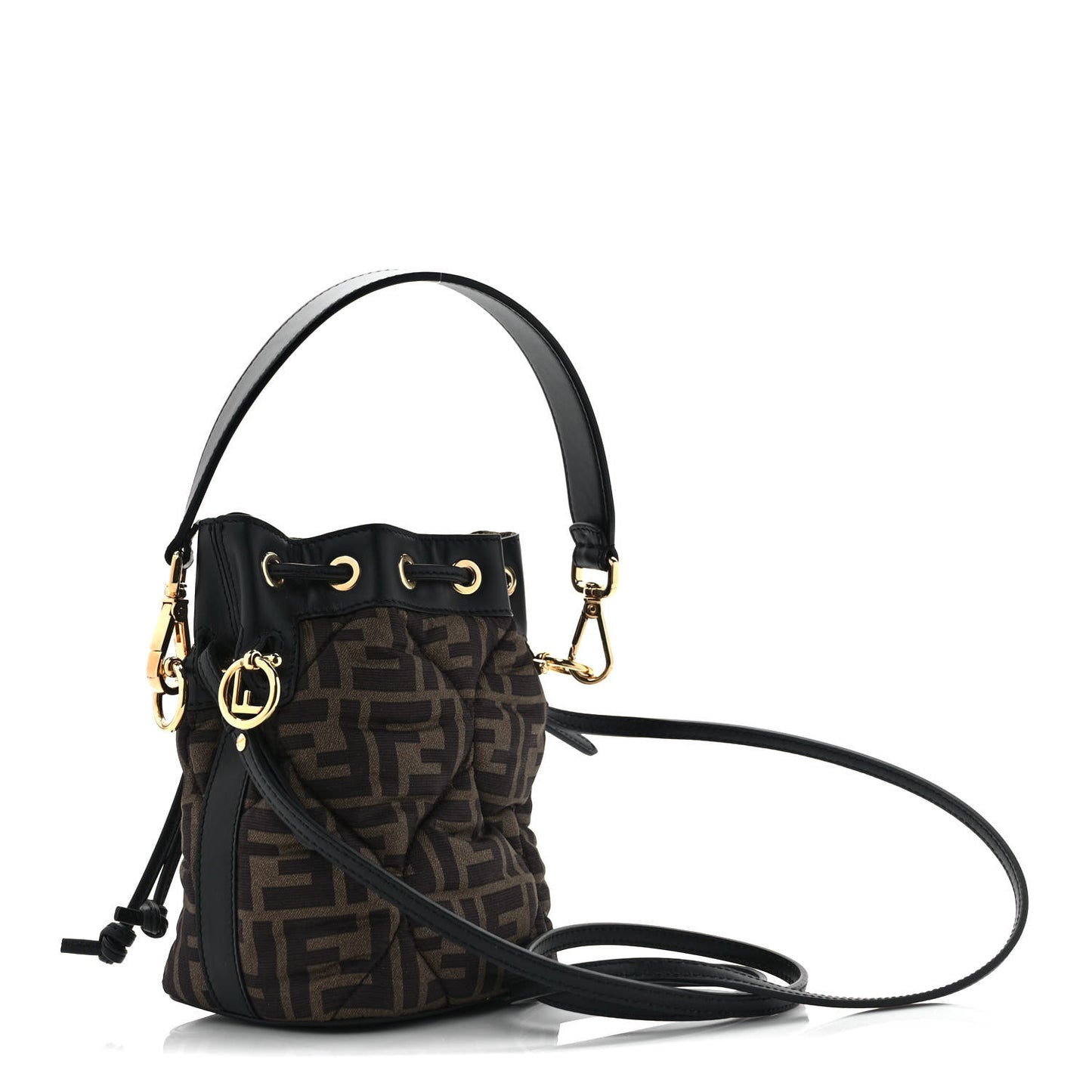 Silk Vitello King FF 1974 Quilted Mini Mon Tresor Bucket Bag Tobacco Moro