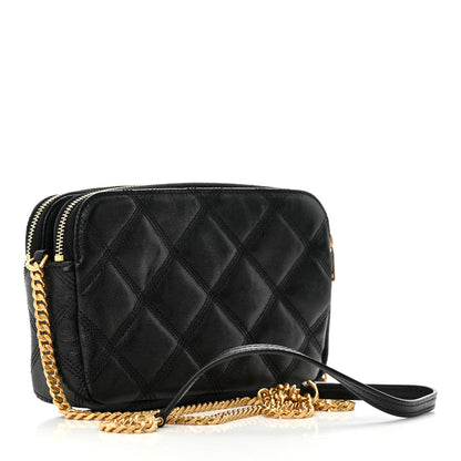 Saint Laurent Grained Lambskin Quilted Mini Becky Double Zip Bag Black 2 of 13