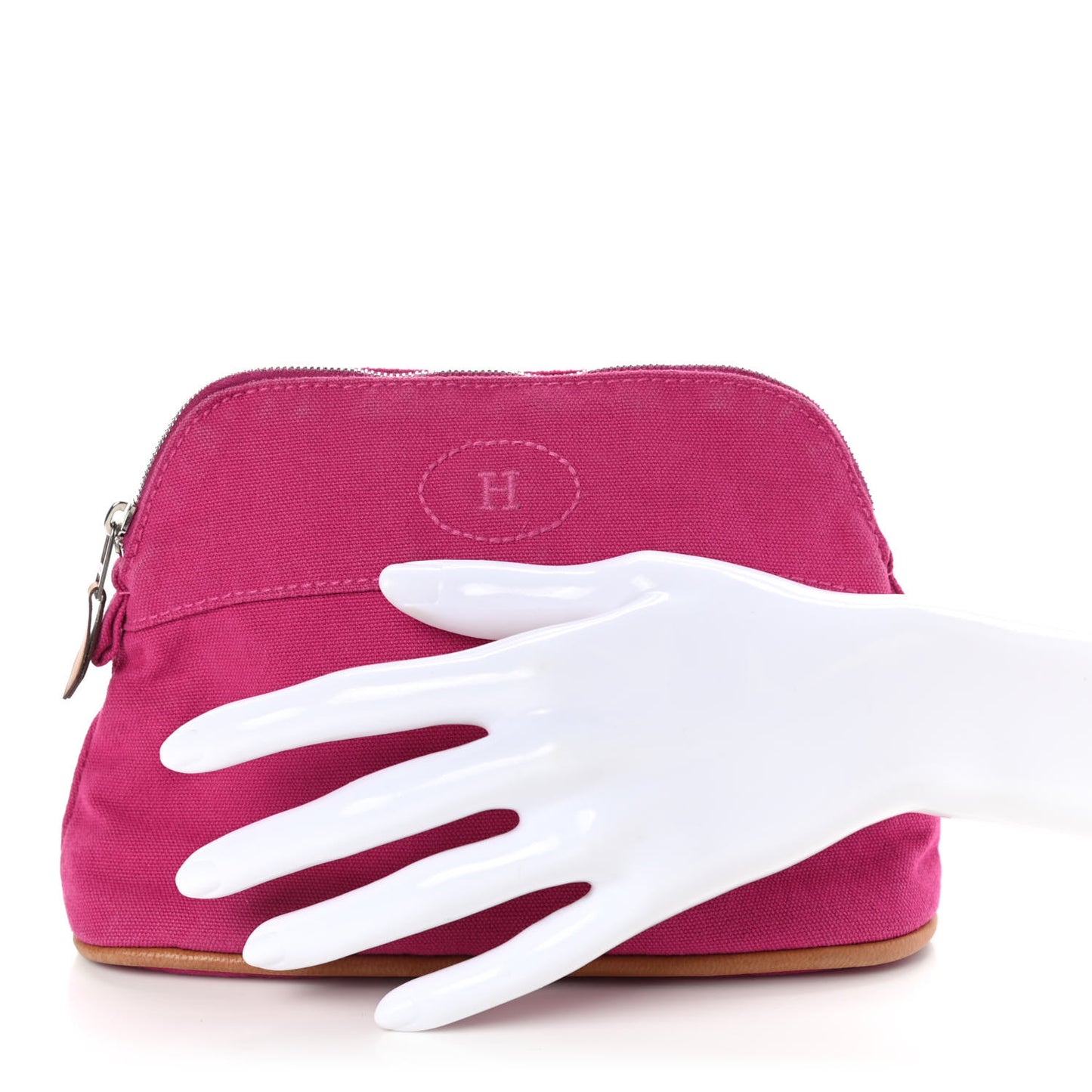 Cotton Canvas Mini Bolide Travel Cosmetic Pouch Hibiscus