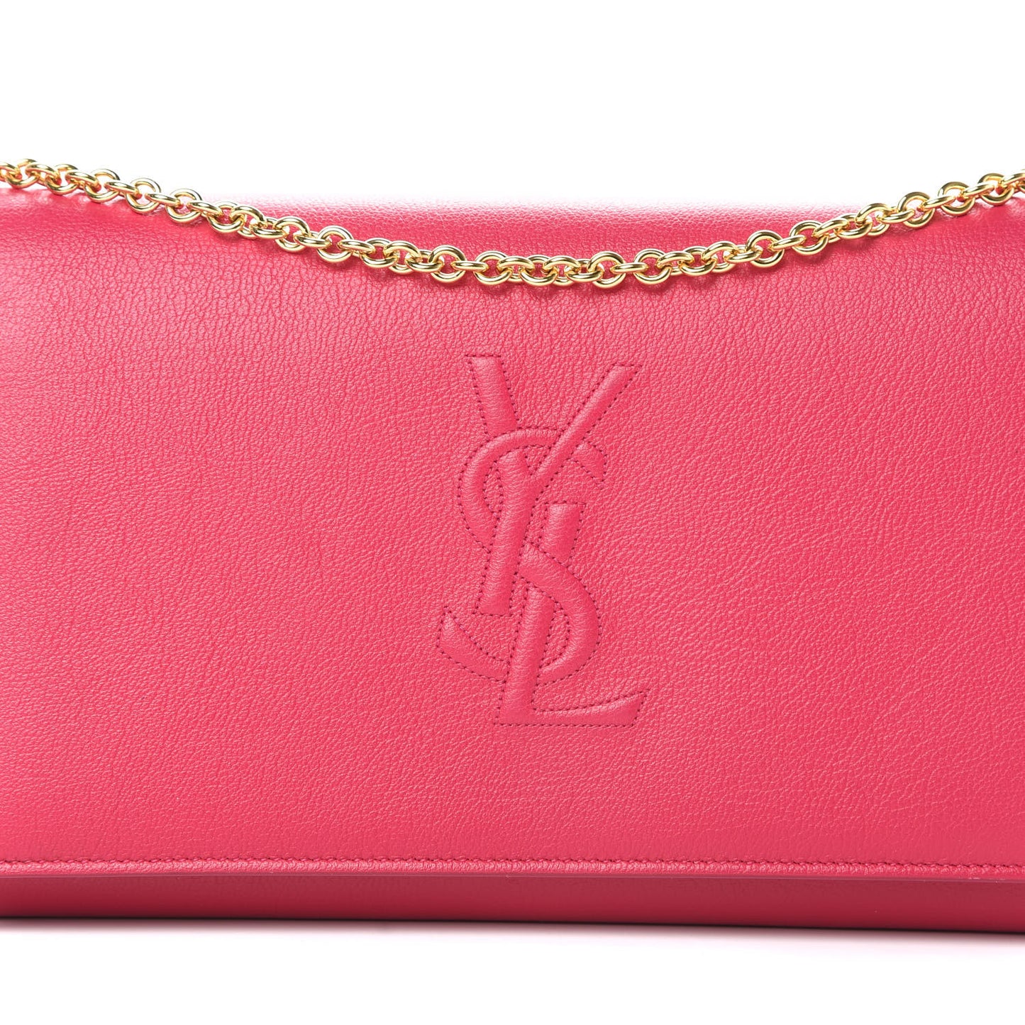 Calfskin Belle de Jour Chain Clutch Fuchsia